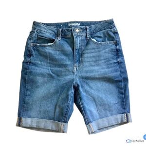 Sonoma Womens Blue Denim Bermuda Shorts, 8